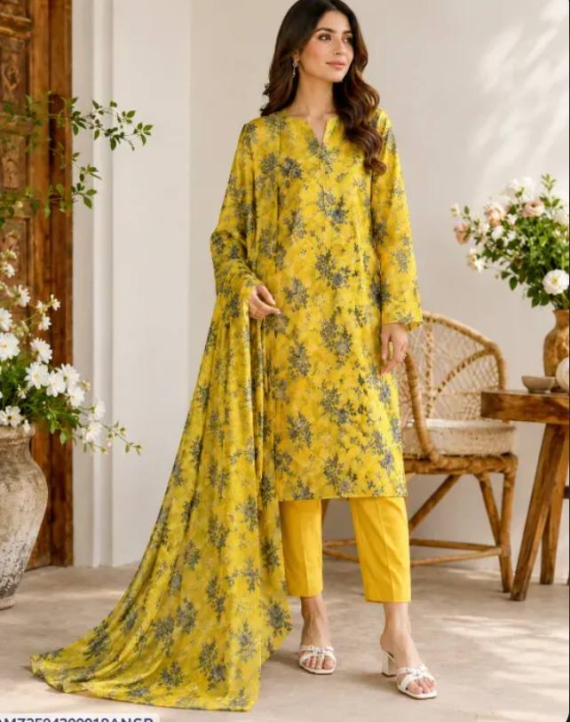 Sunlit Elegance in Bloom Suit(3 piece )