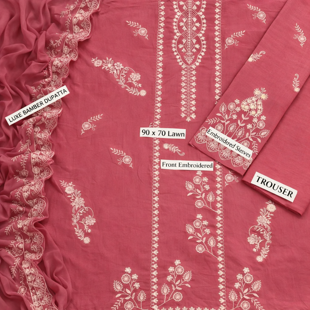 Blush Elegance Embroidered Suit(3 Piece)