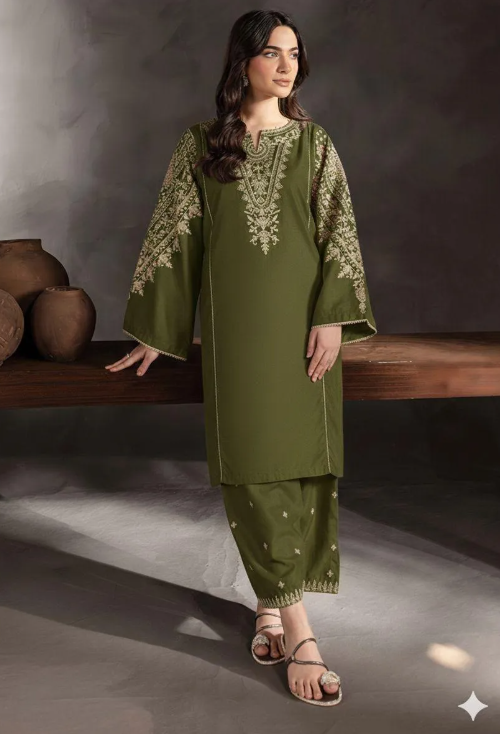 Emerald Grace Embroidered Lawn Set