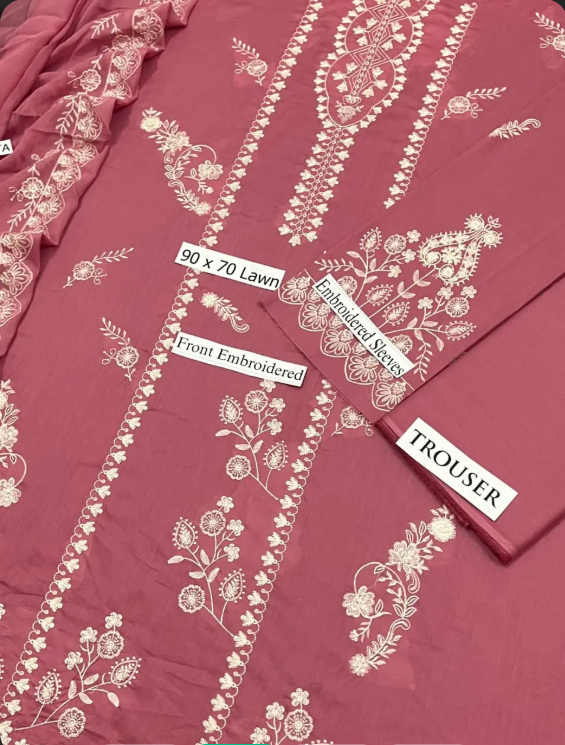 Blush Elegance Embroidered Suit(3 Piece)