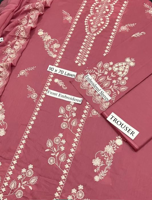 Blush Elegance Embroidered Suit(3 Piece)